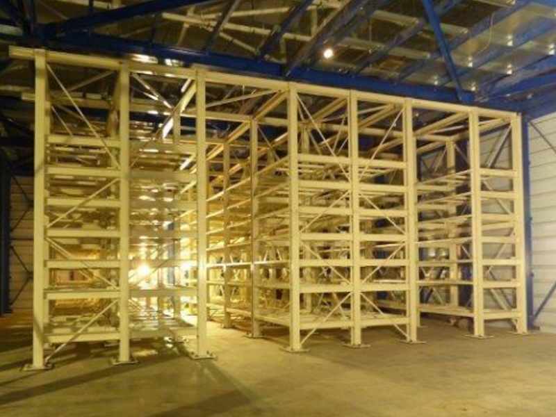 Structural yellow steel work in a factory